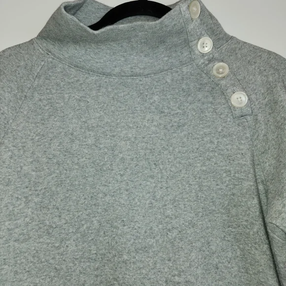 J. Crew Factory Light Gray Button Detail Mock Neck Sweatshirt Size S Super Soft - Picture 4 of 7